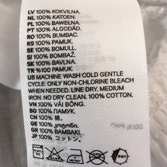 H & M L.O.G.G. sheer white cotton tunic top/mini dress long sleeves, size XS - Picture 8 of 10